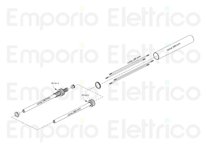 fadini Ersatzteil der Kolbenhülse für 280 mm Hub für hindi 880 evo 87032