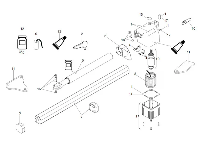 faac Seite Ersatzteile des 412 dx Motors