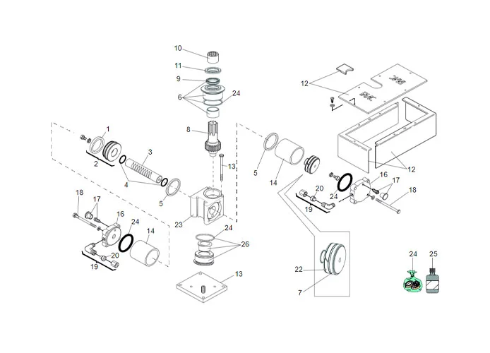 faac Seite Ersatzteile des 750 Antriebs 180°