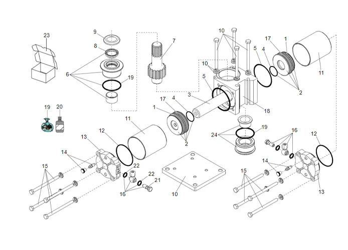 faac Seite Ersatzteile des 750 Antriebs 180° cp