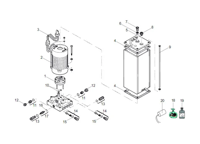 faac Seite Ersatzteile der 760 sbs Hydraulikeinheit