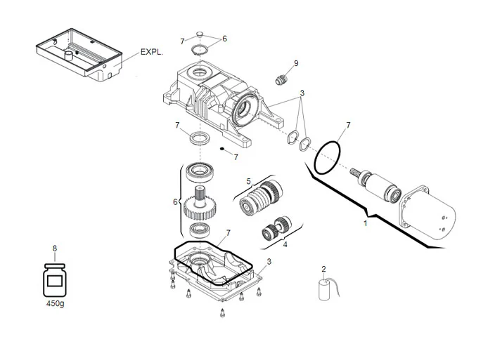 faac Seite Ersatzteile des 770 Motors 230v