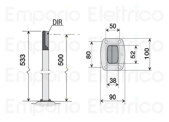 came aluminium post 0,5 m 001dir-l dir-l