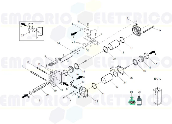 faac spare parts page for motor 760 cbac sr restyling