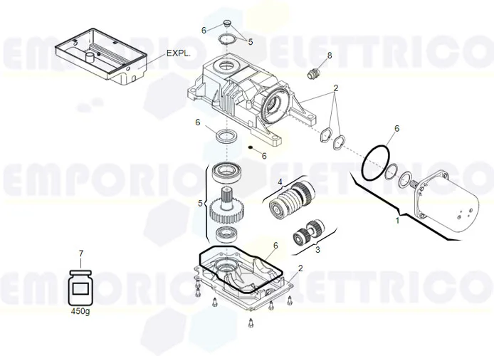 faac spare parts page for motor 770 24v