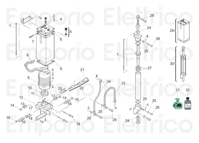 faac spare parts page for barriers 610 rapid light rod 