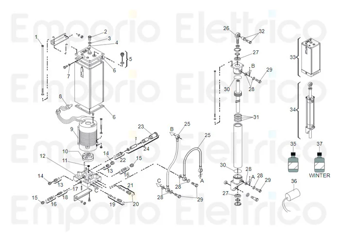 faac spare parts page for barriers 615 standard