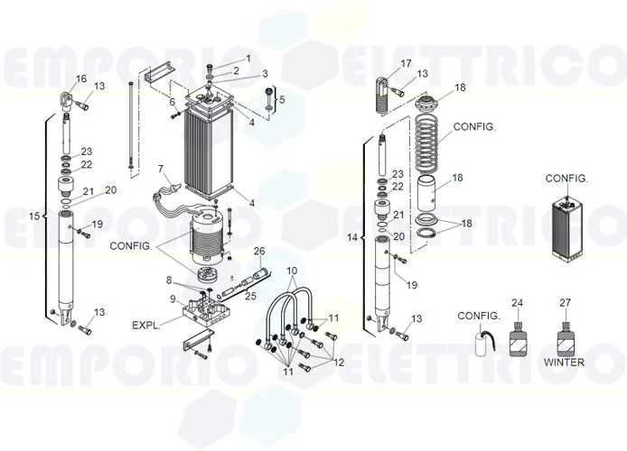 faac spare parts page for barriers 642/70